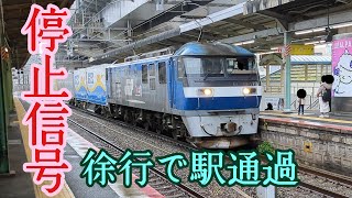 【停止信号からの徐行通過】EF210-173号機 1051レ 横川駅徐行通過