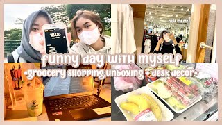 A fun day with myself | me time 💅unboxing desk decor,groocery shopping 🛍 #adayinmylife#dailyvlog