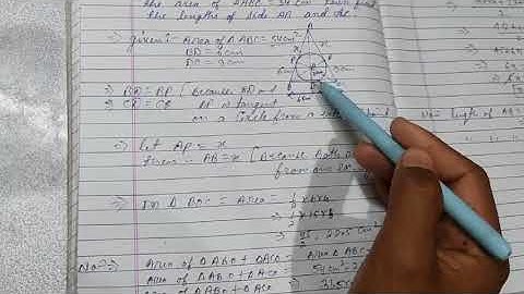 In the given figure, a triangle ABC is drawn to circumscribe a circle of radius 3 cm such that the..