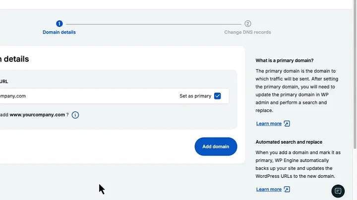 How to add your domain to the WP Engine User Portal and set it as the primary do