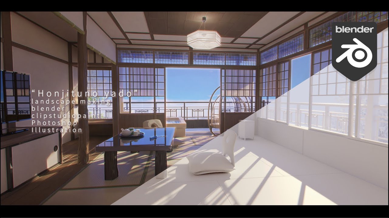 背景メイキング 和室の室内を作る 3dモデリング Blender Clipstudio Youtube
