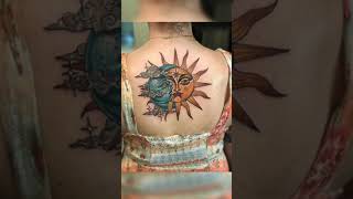 Sun Moon Tattoo Designs For Female | Back Side Sun🌞 Moon🌙Tattoo Designs For Girls | Beautiful Tattoo