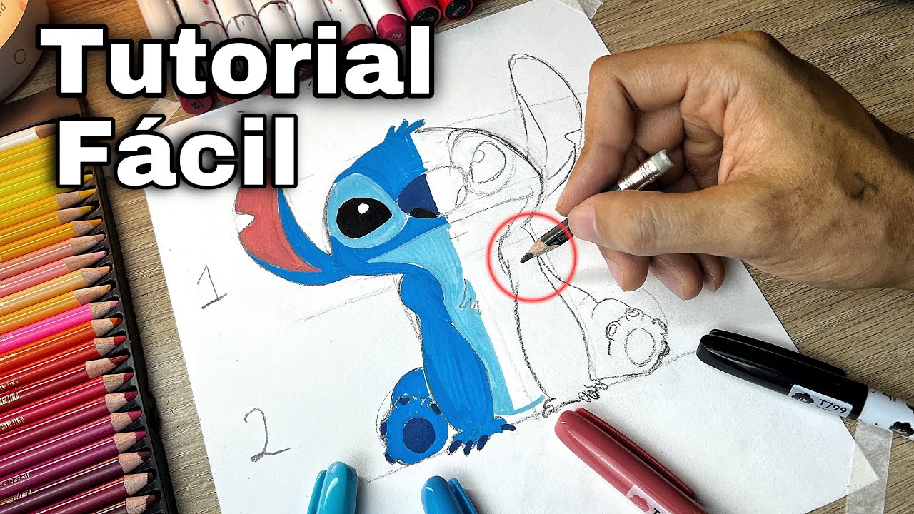 COMO dibujar a STITCH Paso a Paso FÁCIL 🩵