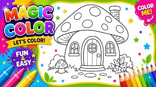 Color the Cute Mushroom House 🍄🏡 | Kids Coloring Video