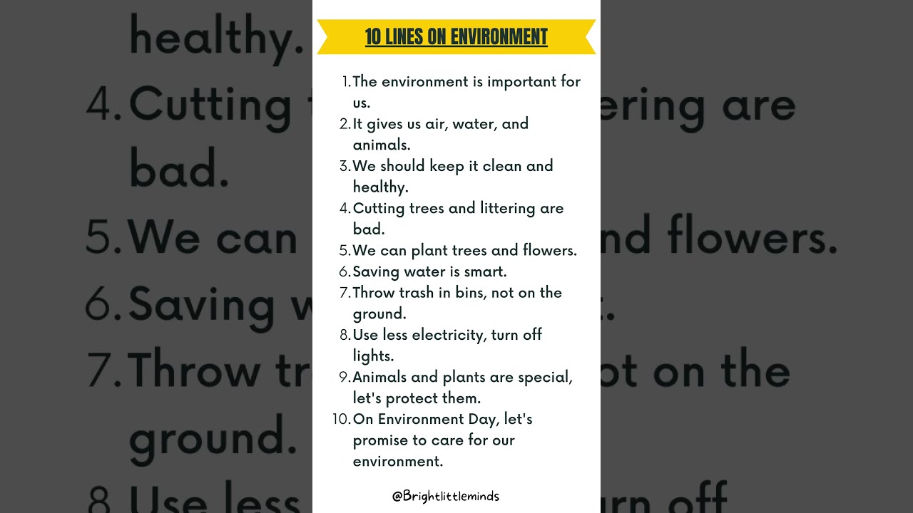 10 Lines On Environment In English Essay Day