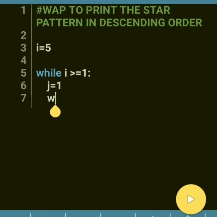Python program to print the STAR PATTERN in descending order - YouTube