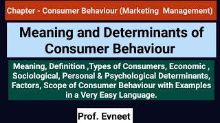 Consumer Behaviour in Marketing Management| Determinants / Factors of Consumer Behaviour
