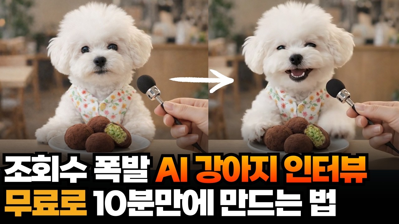 조회수 폭발 하는 AI 강아지 인터뷰 영상 무료로 10분만에 만드는 법