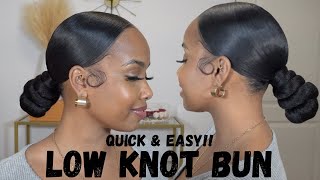 Middle Part Low Knot Bun With Braiding Hair