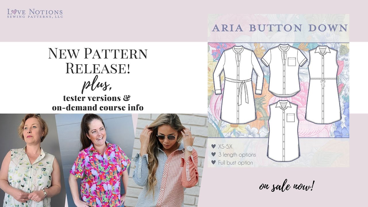 Classic Button Down Sewing Pattern - Aria. Plus, get sewing confidence ...