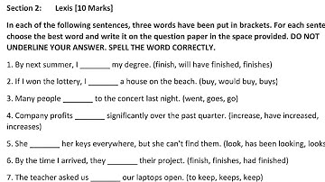 English paper 2-Lexis Structure (2025) exam revision questions and answers