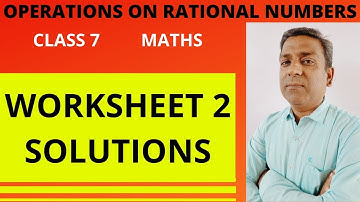 D.A.V. Maths | Operations on Rational Numbers | class 7 | Worksheet 2 | Chapter 2
