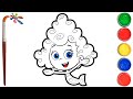 BUBBLE GUPPIES.  Deema. Coloring and drawing for kids. draw with a brush. Раскраски для детей.