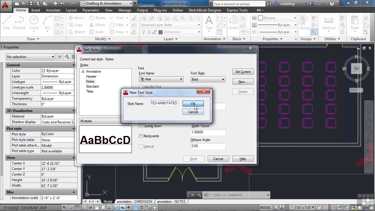 text annotation in autocad