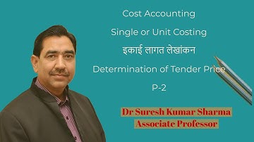Cost Accounting #Determination of Tender Price निविदा मूल्य की गणना# P-2# B. Com P-II/M. Com/CA-IPCE