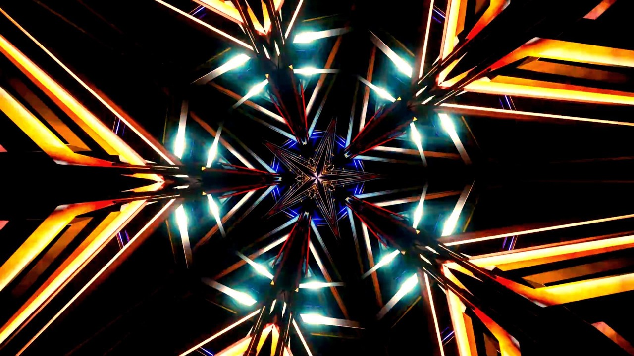 VisionKanal 4K – Неоновая Звезда Оранжевого и Синего | Без Звука [2 Часа]