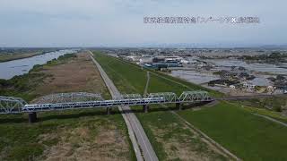 利根川を渡る東武鉄道の新型特急「スペーシアX」N100系試運転