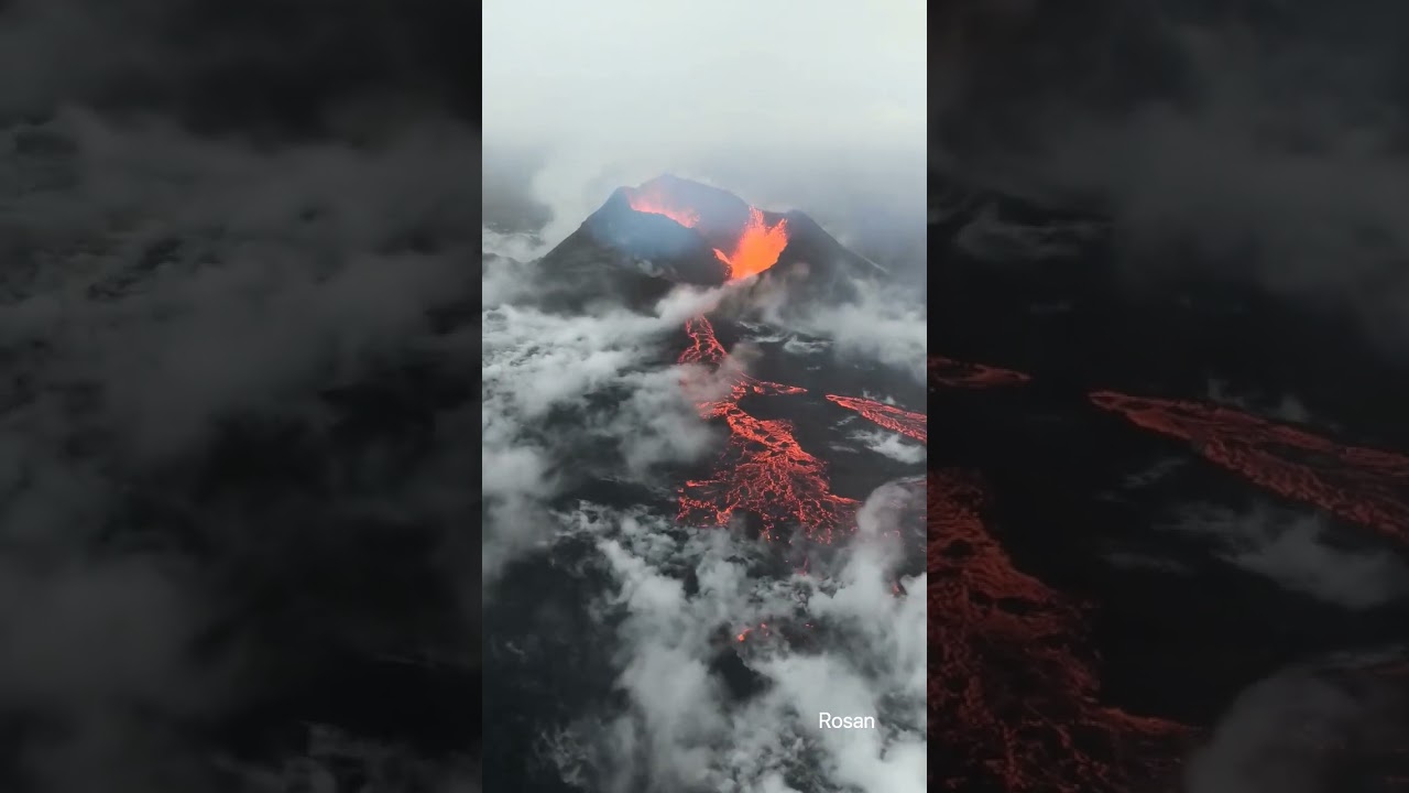 A huge cloud of steam rose from the hot lava field . 