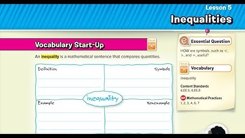 Grade 6, course 1, chapter 8, lesson 5, inequalities