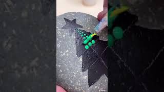 Dot art Christmas tree stone painting. #shorts #dotart #christmastree #arttutorial #easydiy #howto