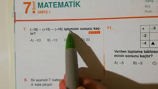 7. Sınıf Matematik - Tam Sayılarla İşlemler Toplama Çıkarma