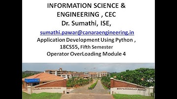 VTU PYTHON18CS55 M4 L7 OperatorOverloading