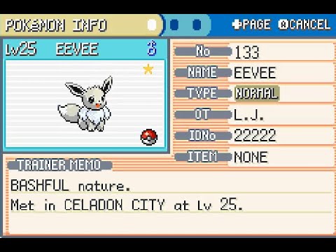 gen3] Shiny Eevee in Fire red After only 534 SRs! Traded it to