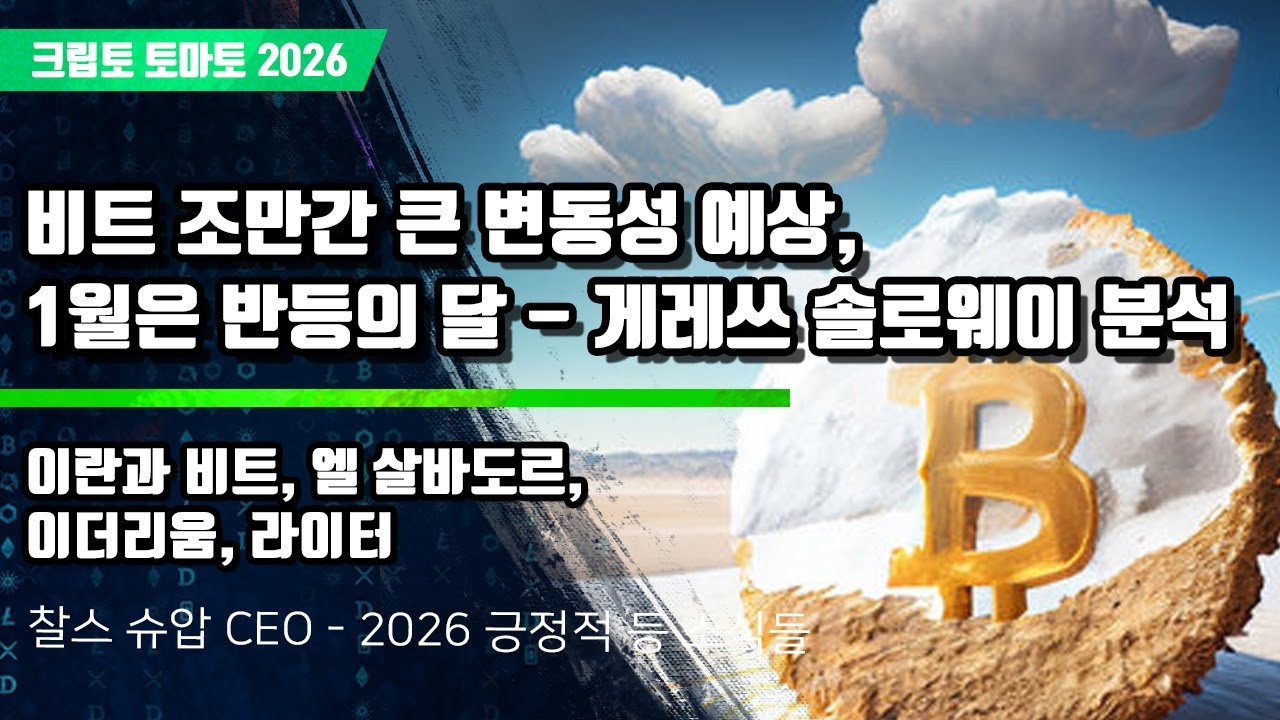 01/02) 비트 조만간 큰 변동성 예상, 1월은 반등의 달 - 게레쓰 솔로웨이 분석 이란과 비트, 엘 살바도르, 이더리움, 라이터 -  블록스트리트