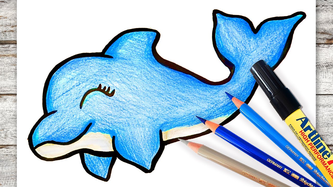 איך לצייר דולפין חמוד 🐬 how to draw a cute dolphin easy step by step for beginners (2021)