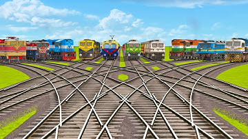 10 TRAINS BACK TO BACK CROSSING ON BUMPY RAILROAD TRACKS | Diamond Crossing | Train Simulator 2023