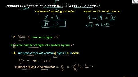 Number of Digits in the Square Root of a Perfect Square, Math Lecture | Sabaq.pk