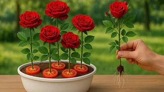 Just a few slices of tomato! Red rose suddenly grows 1003 roots overnight.