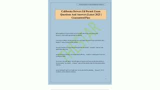 California Drivers Ed Permit Exam Questions And Answers Latest 2025  Guaranteed Pass53