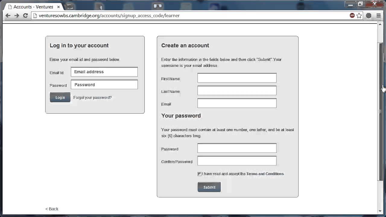 Ventures Online Workbooks - Student Registration