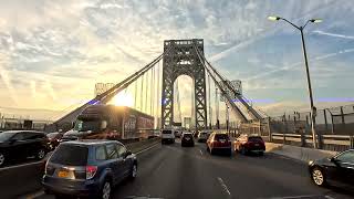 4K Driving from New York NYC Manhattan to New Jersey NJ Fort Lee Using George Washington GWB Bridge