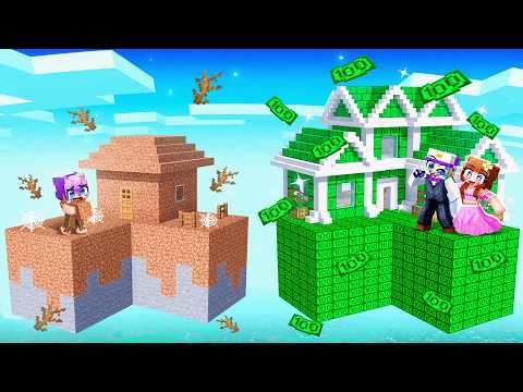 Dirt vs MONEY Skyblock Battle in Minecraft