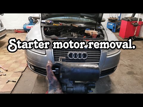 Audi A6 2007. 2.0 TDI Diesel. Starter motor location and removal.