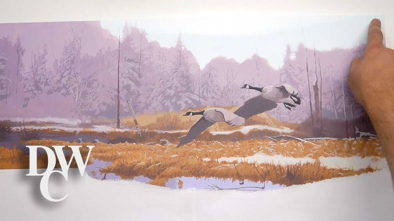 Painting In Acrylics Techniques | Airbrushed Tree-line