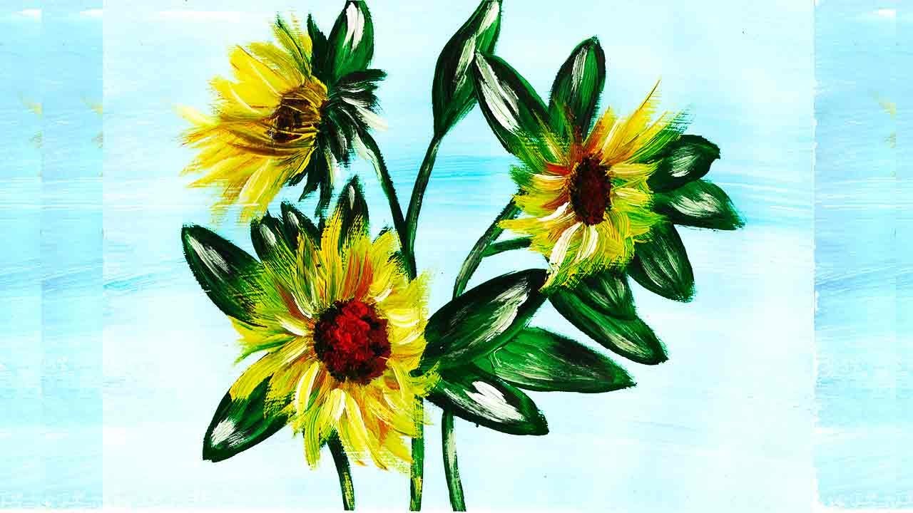 Подсолнух для детей рисунок красками