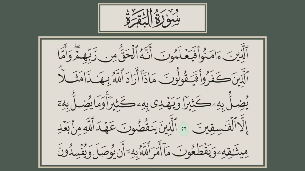 سورة البقرة مكتوبة و مكررة  بصوت القارئ علي الحذيفي . Surat Al Baqarah / Ali alhudhify 