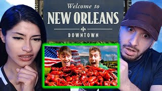 Brits React to Brits try Louisiana Crawfish Boil for the first time!
