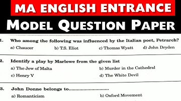 MA English entrance exam model question paper | MG University Kottayam