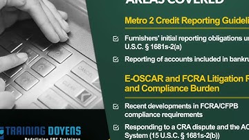 Reporting Your Credit Data : E-Oscar, METRO2, FCRA/FACTA and CFPB Compliance