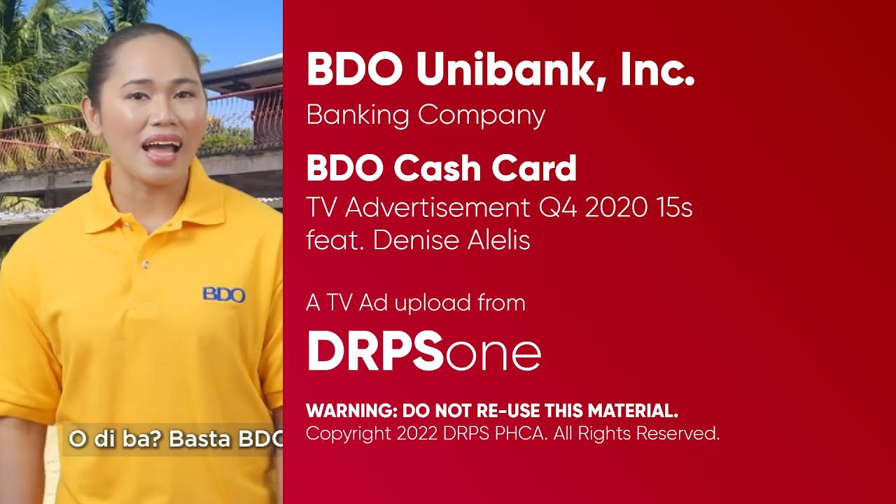 BDO Cash Card TV Ad Q4 2020 15s with Denise Alelis