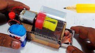 How to Make An Electric Pencil Sharpener at Home | Automatic Pencil Sharpener Machine - DIY at Home