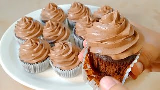 Chocolate Cupcakes With Buttercream Frosting | How To Make Moist Soft Chocolate Cupcakes At Home