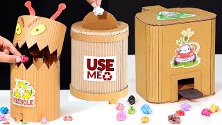 TOP 3 Amazing Trash Bin From Cardboard At home! DIY Recycle Bin