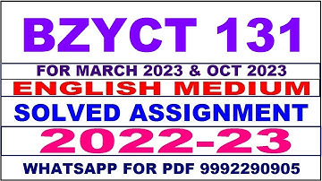 bzyct 131 solved assignment 2022-23 in english | bzyct 131 solved assignment 2023 | bzyct 131 2023