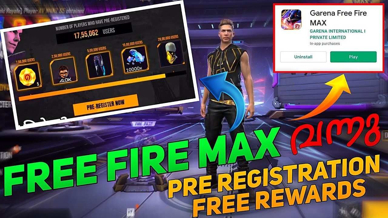 FREE FIRE MAX PRE REGISTRATION FREE REWARDS വന്നു 🥰 //