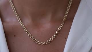 14K Altın Rolo Zincir Kolye,Günlük Altın Takı, Kalın Katmanlı Zincir,Gerçek Altın